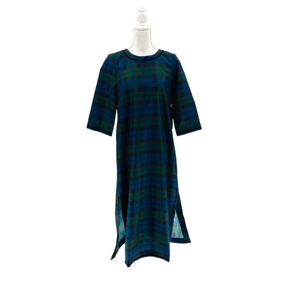 Tuckernuck | NEW Jamie Velvet Trimmed Plaid Blackwatch Midi Dress Size XS - Picture 2 of 11